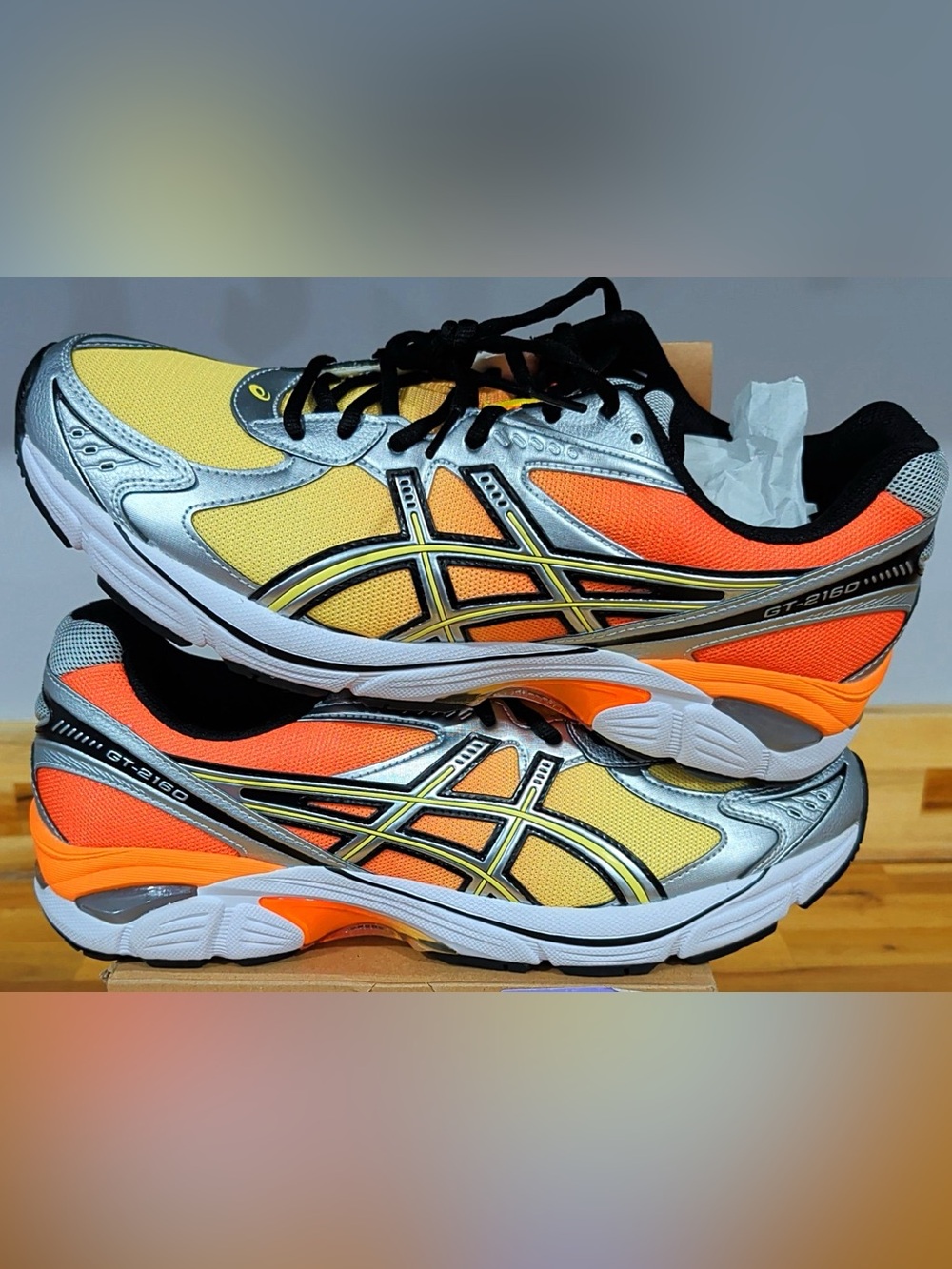 Asics Yellow Orange Silver Black GT-2160 Running Shoes